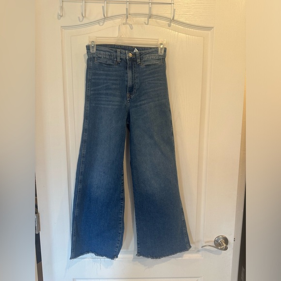 &Denim H&M Wide-leg Cropped culotte denim blue Jeans size 2 raw hem - Picture 1 of 10